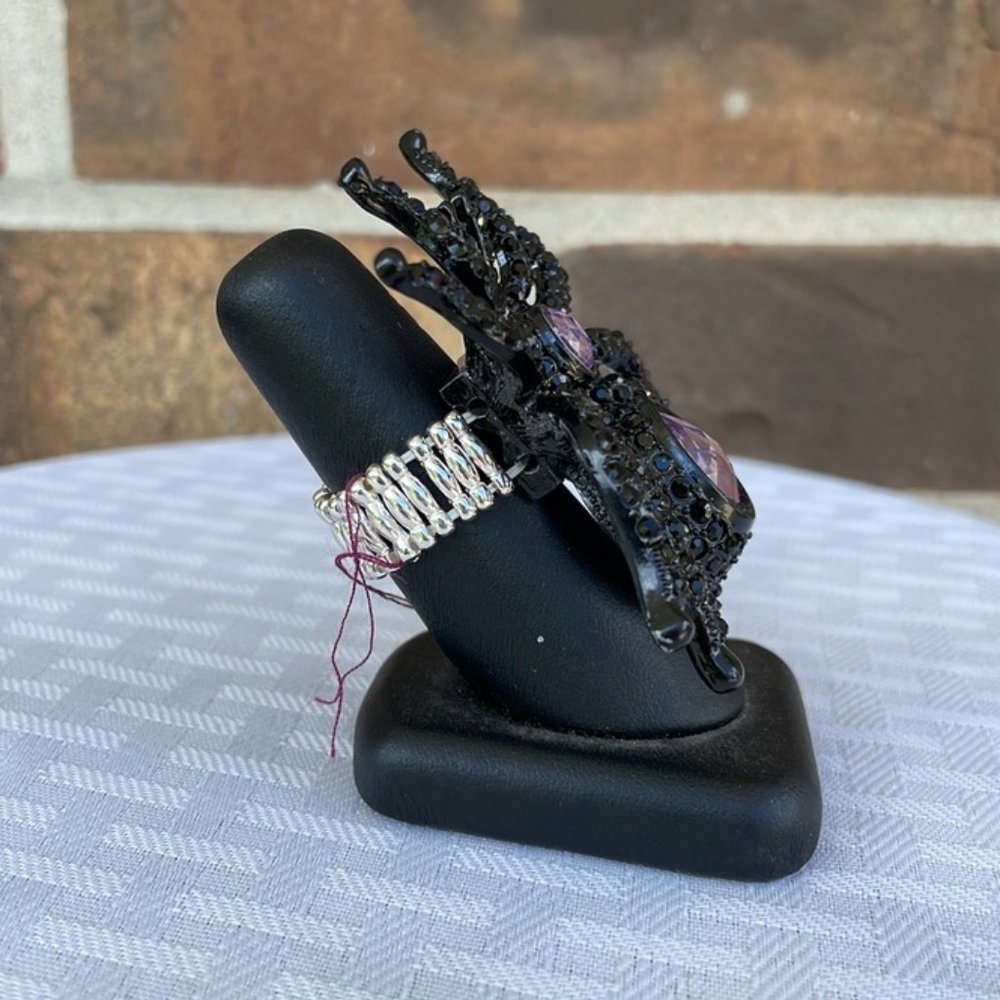 Black Rhinestone Spider Ring. - Picture 4 of 5